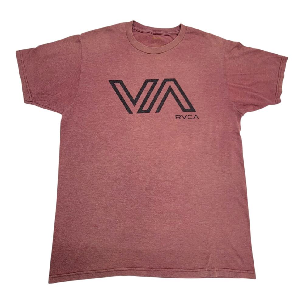 RVCA Mens Medium T-Shirt VA Logo Graphic Tee Burgundy Heather Short Sleeve